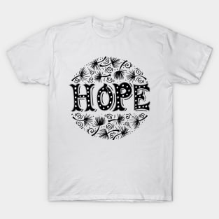 Letter design hope with floral on circle background. T-Shirt